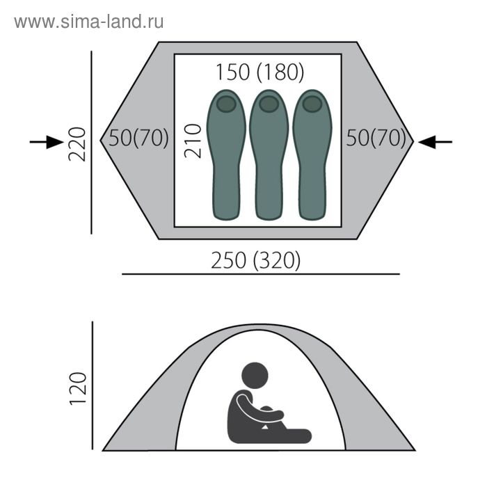 фото Палатка, серия trekking travel 3, зелёная, 3-местная btrace