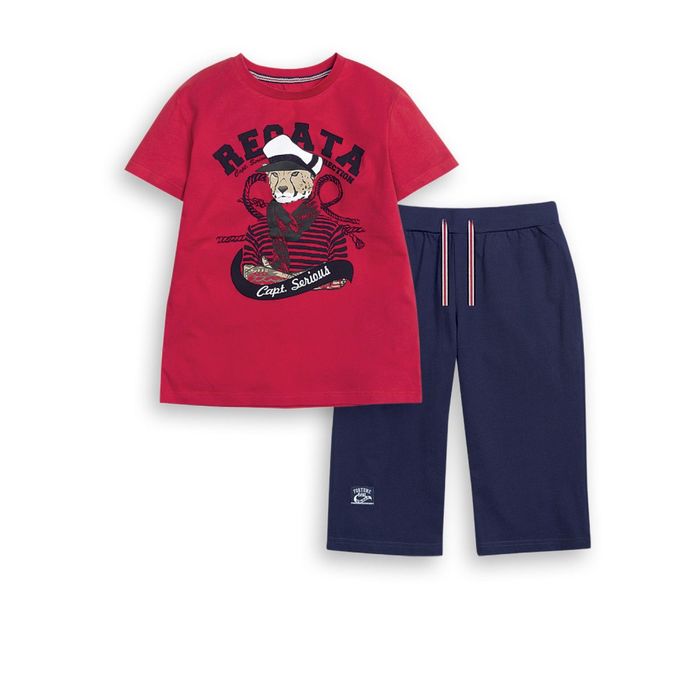 Комплект (футболка+бриджи) для мальчика, рост 146 см, цвет красный