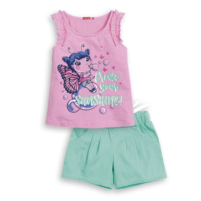 Комплект (майка+шорты) для девочки, рост 86 см, цвет изумрудный