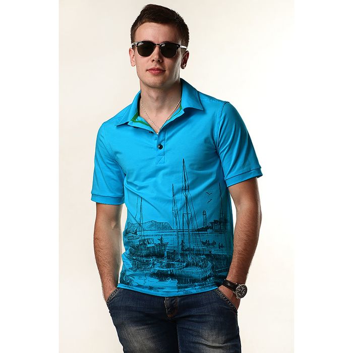 Футболка мужская М-509/1-02 цвет голубой, р-р 48