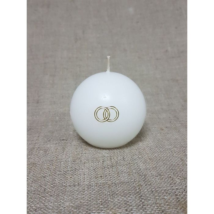 Свеча "Ручная работа" Свадебная "шар" 6 см. белый