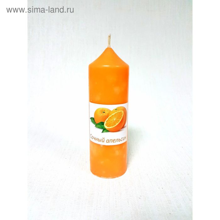 Свеча цилиндрическая «Апельсин», ручная работа, 5 х 15.5 см