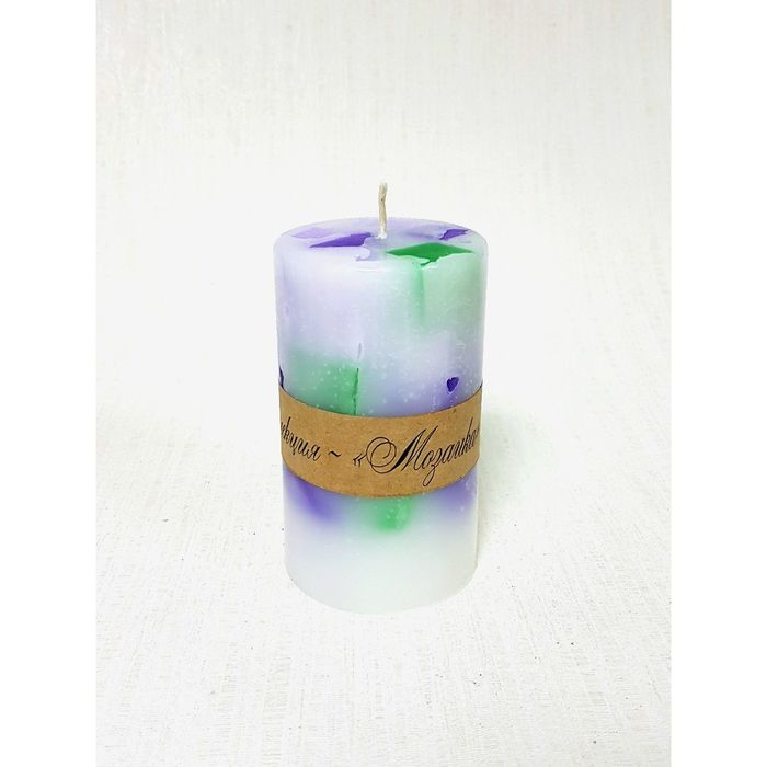 Свеча "Ручная работа" цилиндр Мозаика 60*100 Лавандовая