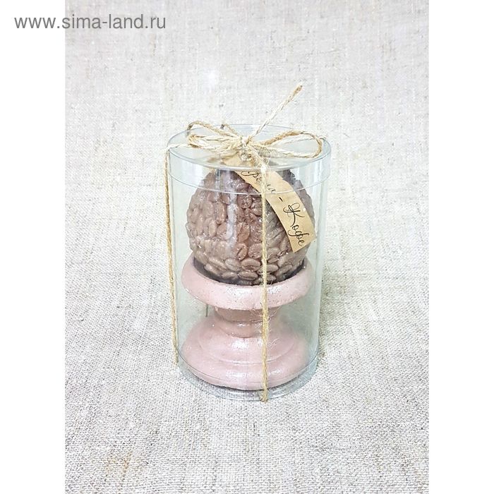 Свеча-шар ароматическая на подставке «Кофейное зерно», ручная работа, 6.5 х 6 см, премиум