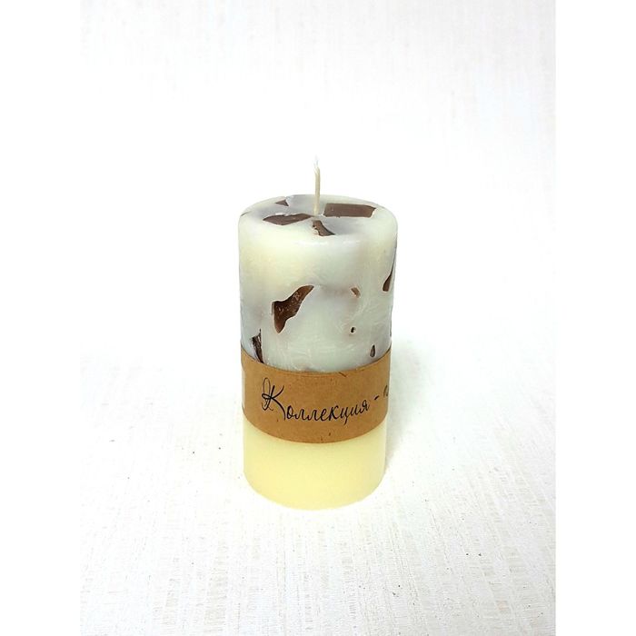 Свеча "Ручная работа" цилиндр Мозаика 52*95 Сливочно-шоколадная