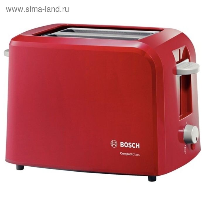 Тостер Bosch TAT3A014, 980 Вт, 6 режимов прожарки, 2 тоста, красный