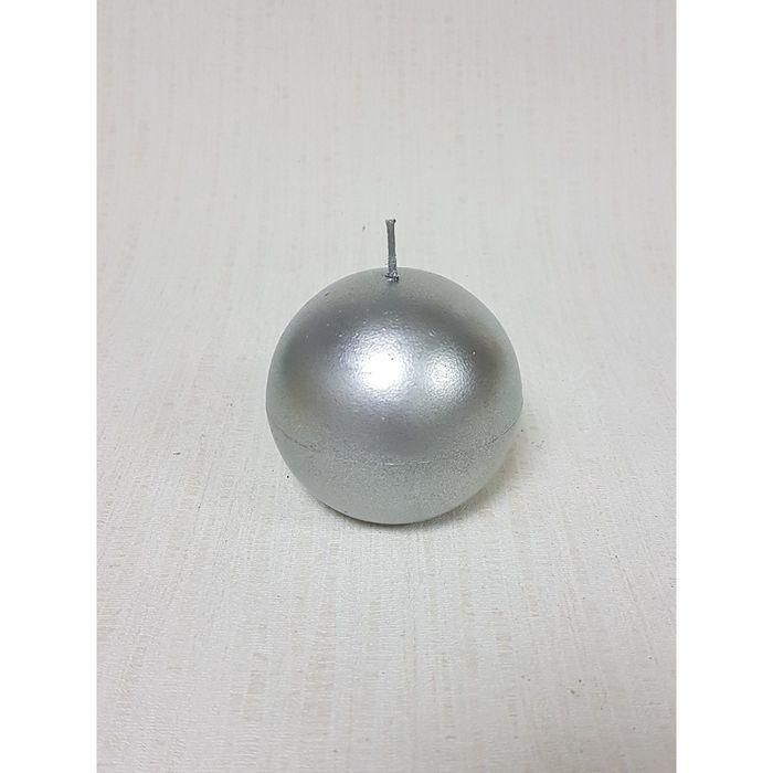 Свеча "Ручная работа" "шар" 6 см. серебристый