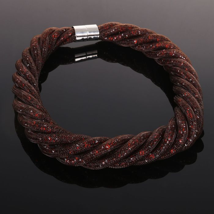 Бусы 6 нитей "Стардаст" плетение, цвет коричневый, 50см