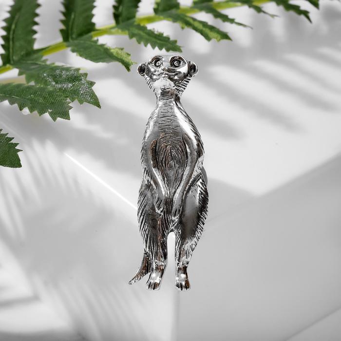 Брошь "Пумба", цвет чернёное серебро