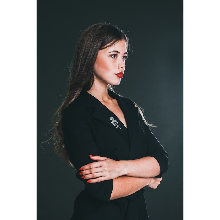 Брошь "Вендела", цвет чернёное серебро