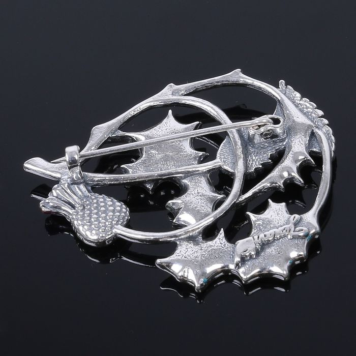 Брошь "Кардус", цветная в чернёном серебре