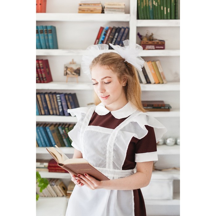 Костюм "Выпускница", платье, фартук атлас, банты 2 шт, размер 46-48