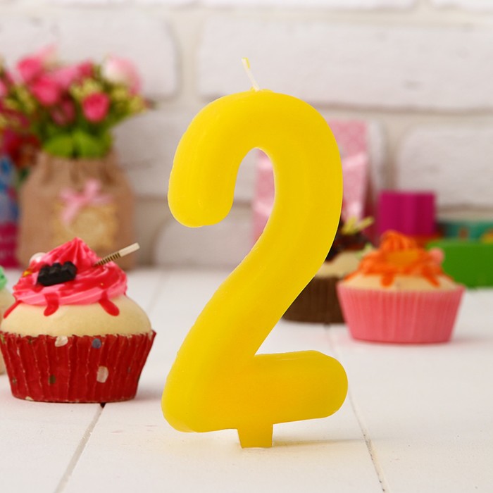 Свеча в торт цифра Дисней 2 "С Днем рождения", Микки Маус