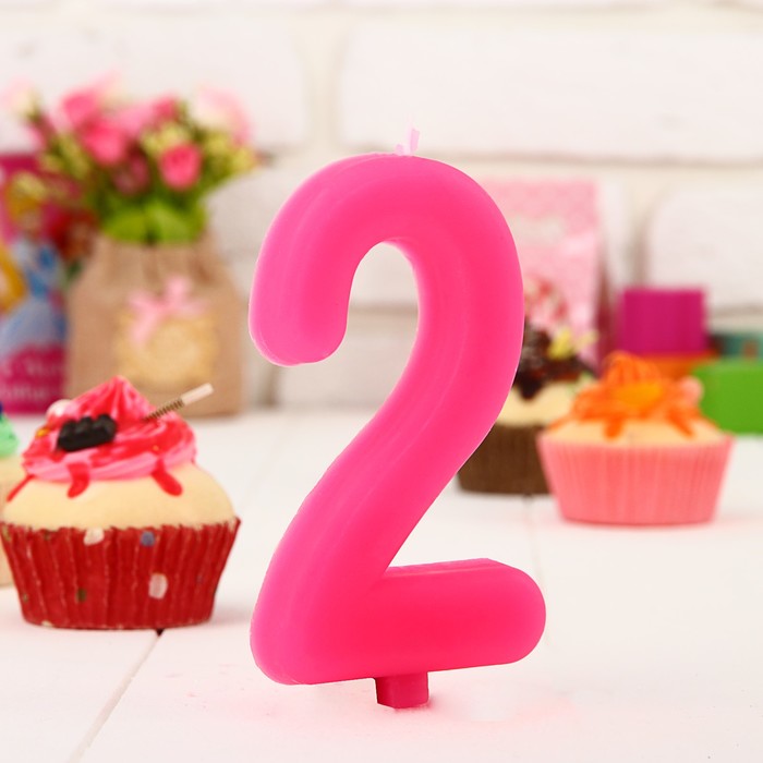 Свеча в торт цифра Дисней 2 "С Днем рождения", Минни Маус