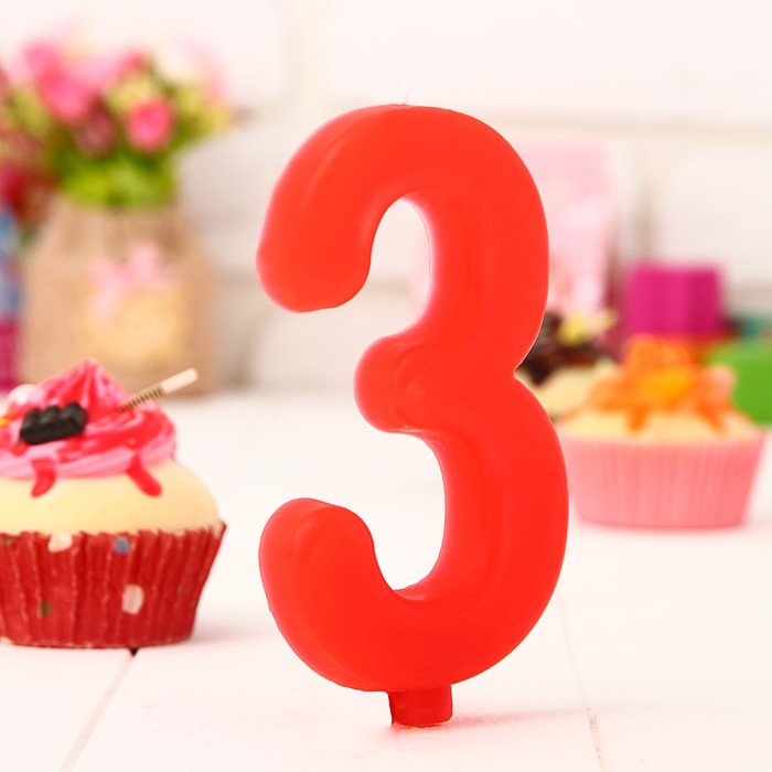 Свеча в торт цифра Дисней 3 "С Днем рождения", Тачки