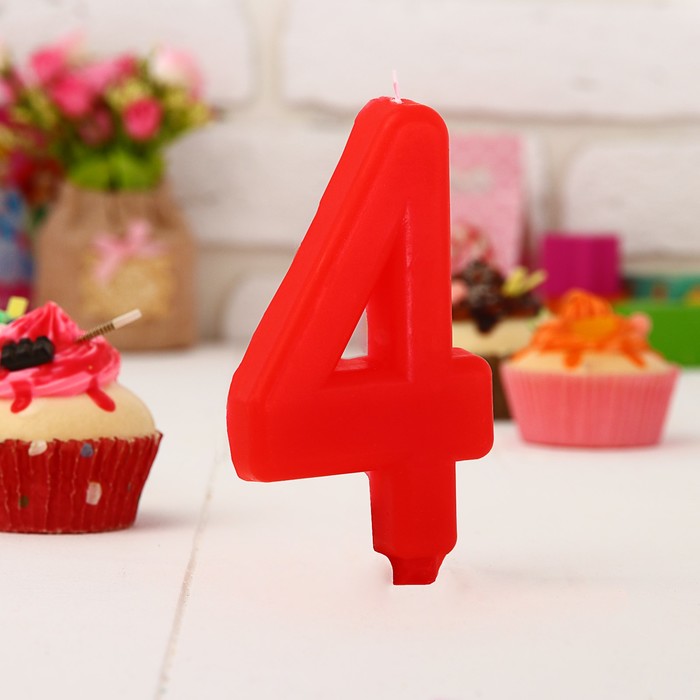 Свеча в торт цифра Дисней 4 "С Днем рождения", Тачки