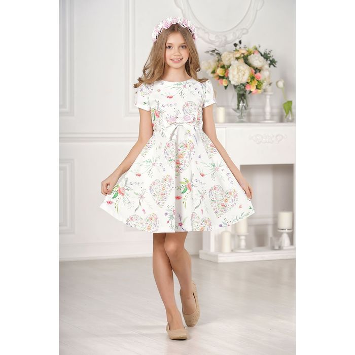 Платье для девочки family look цвет белый, р-р 40, рост 146 см