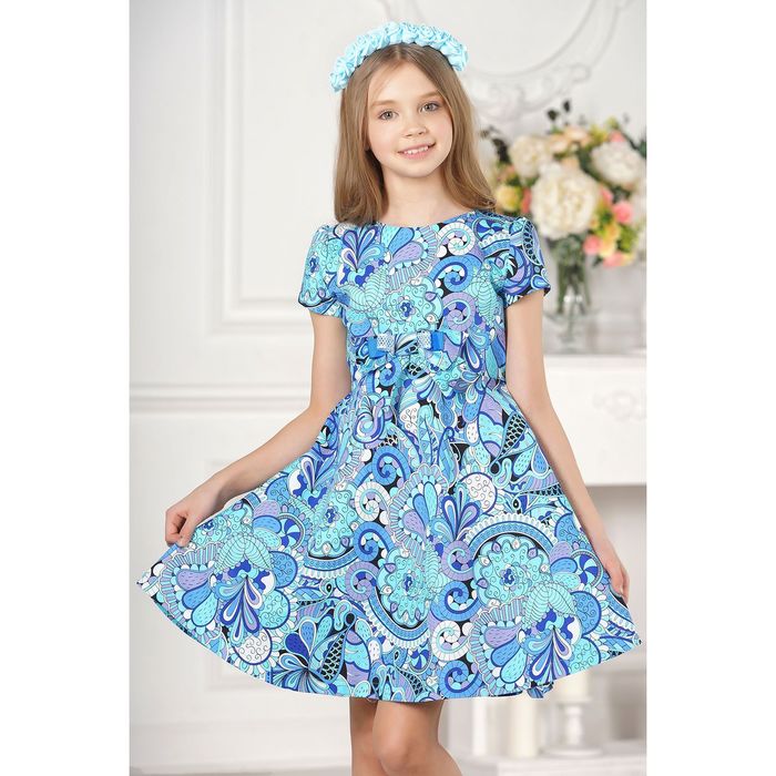 Платье для девочки family look цвет синий, р-р 40, рост 146 см