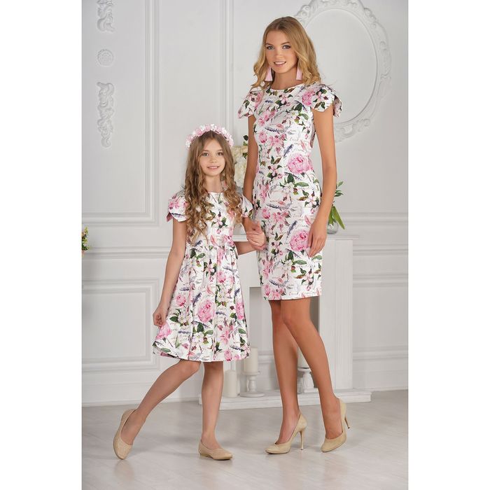 Платье для девочки family look разноцветное, р-р 30, рост 104 см