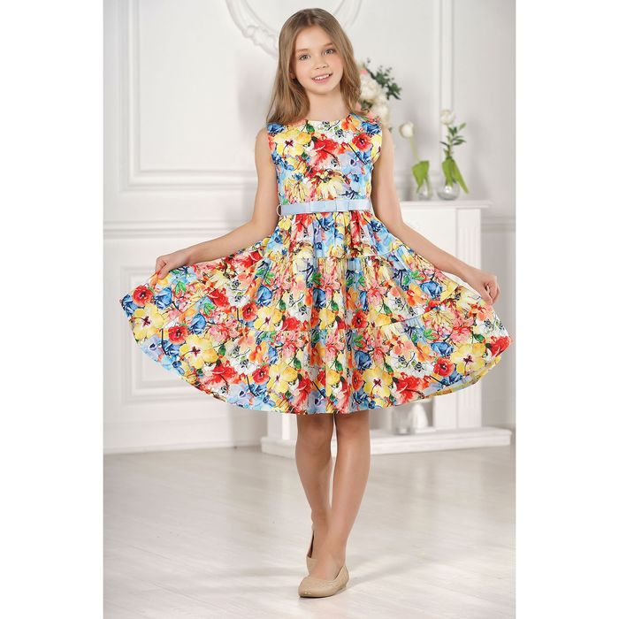 Платье для девочки family look разноцветное, р-р 28, рост 98 см