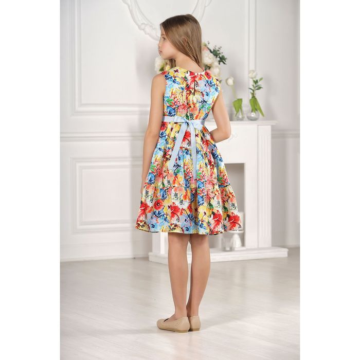 Платье для девочки family look разноцветное, р-р 32, рост 110 см