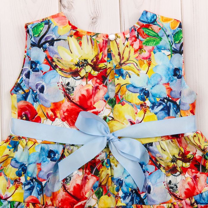 Платье для девочки family look разноцветное, р-р 32, рост 110 см