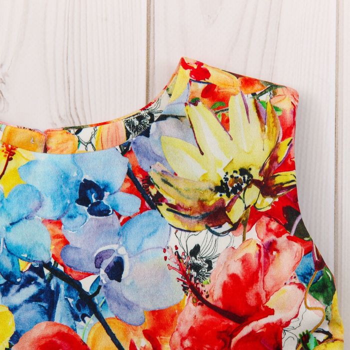 Платье для девочки family look разноцветное, р-р 40, рост 146 см