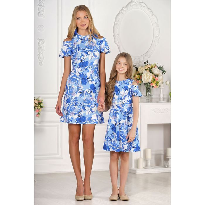 Платье для девочки family look цвет синий, р-р 36, рост 122 см