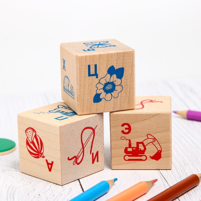 Кубики "Алфавит и рисунок", 12 шт.