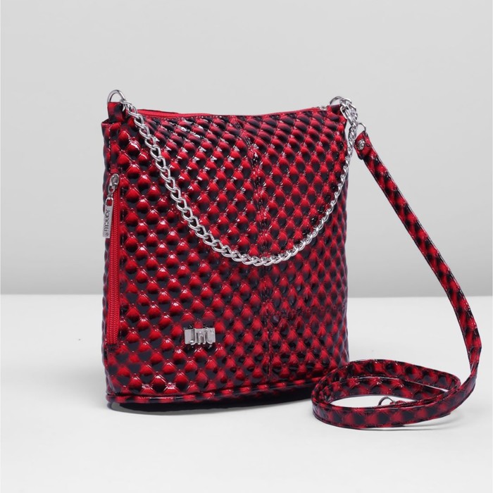 Сумка женская, 1 отдел на молнии, наружный карман, цвет красный