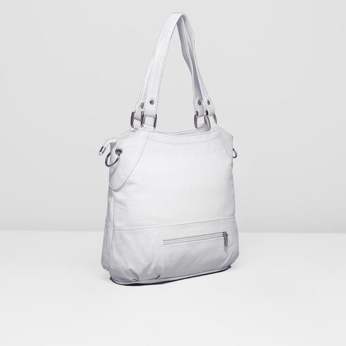 Сумка женская на молнии, 1 отдел, наружный карман, цвет белый