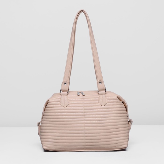 Сумка женская на молнии, 1 отдел, наружный карман, цвет светло-бежевый