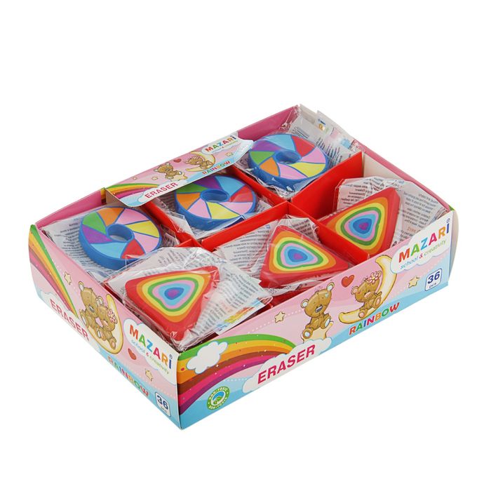 Ластик из синтетического каучука Rainbow, фигурный, многоцветный, микс