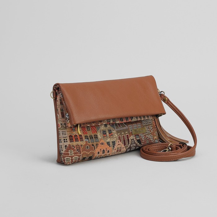 Сумка женская, 1 отдел на молнии, наружный карман, регулируемый ремень, цвет коричневый