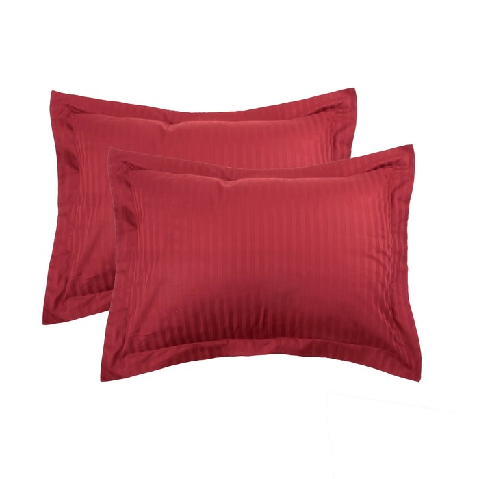 Комплект наволочек "Этель basic" цвет бордо, 50х70+5 см-2 шт., страйп-сатин, 135 г/м2