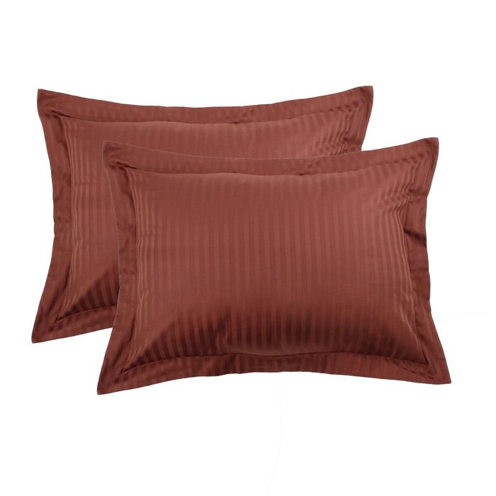 Комплект наволочек "Этель basic" цвет шоколад 50х70+5 см-2 шт., страйп-сатин, 135 г/м2