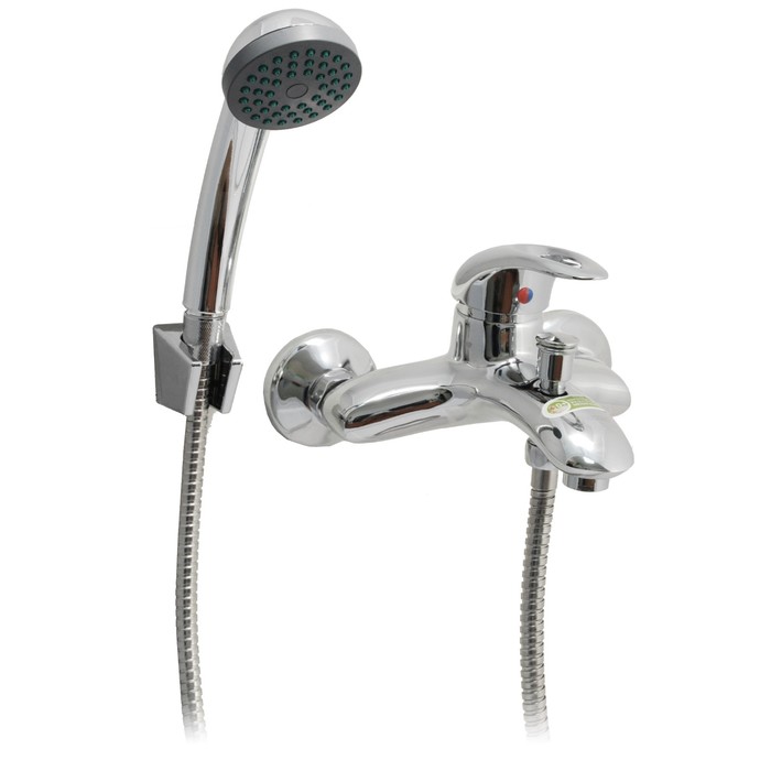 Смеситель ванно-душевой одноручный Juguni JGN0220 с металлическим шлангом, хром.лейкой, короткий излив, картридж 40 мм