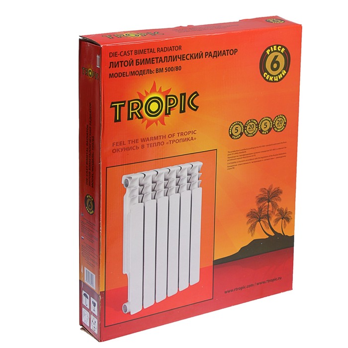 Радиатор Tropic 500x80 мм биметаллический, 6 секций