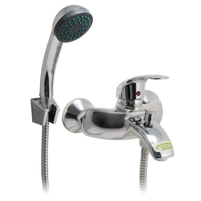 Смеситель ванно-душевой одноручный Juguni JGN0221 с металлическим шлангом, хром.лейкой, короткий излив, картридж 40 мм