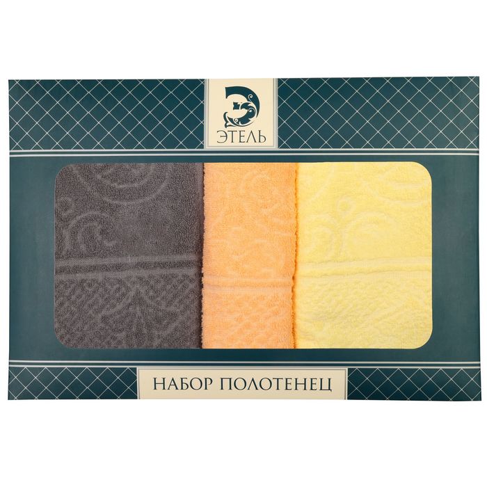 Набор полотенец "Этель" Орнамент, размер 30х70 см-1 шт., 50х90 см-2 шт., 400 г/м2