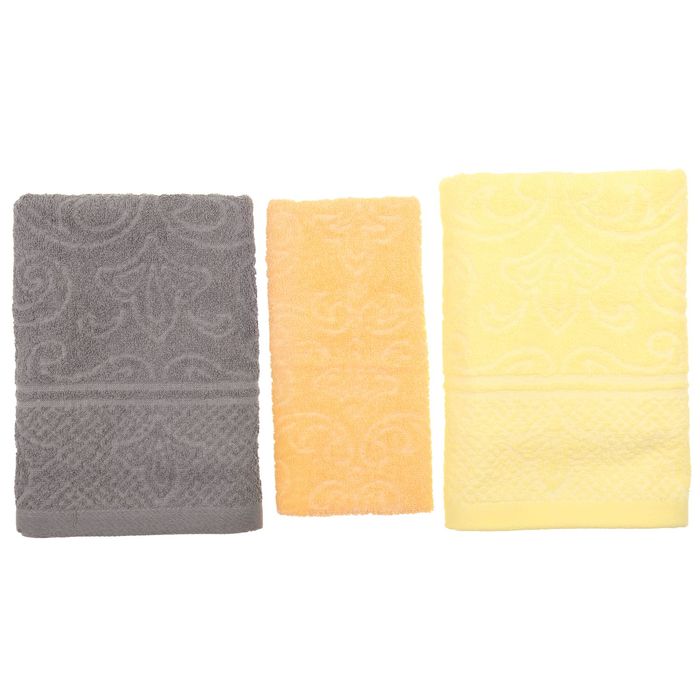 Набор полотенец "Этель" Орнамент, размер 30х70 см-1 шт., 50х90 см-2 шт., 400 г/м2