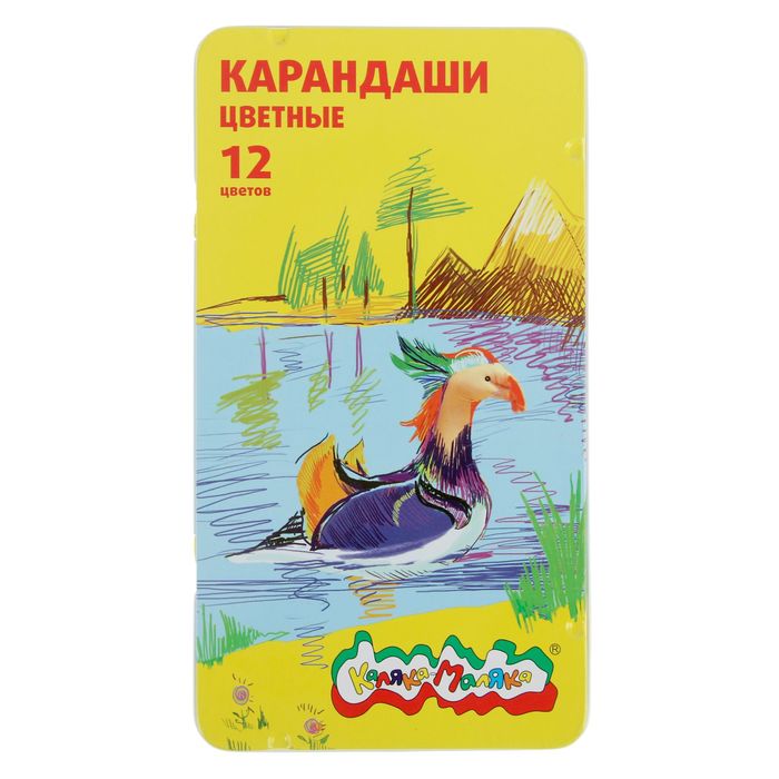 Карандаши 12 цветов "Каляка-Маляка", шестигранные, металлическая коробка