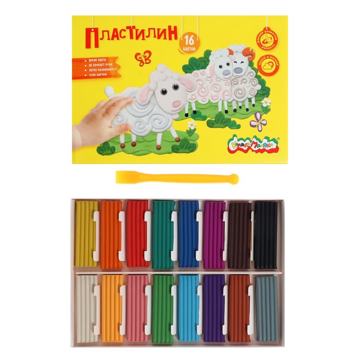Пластилин 16 цветов 240г "Каляка-Маляка", со стеком