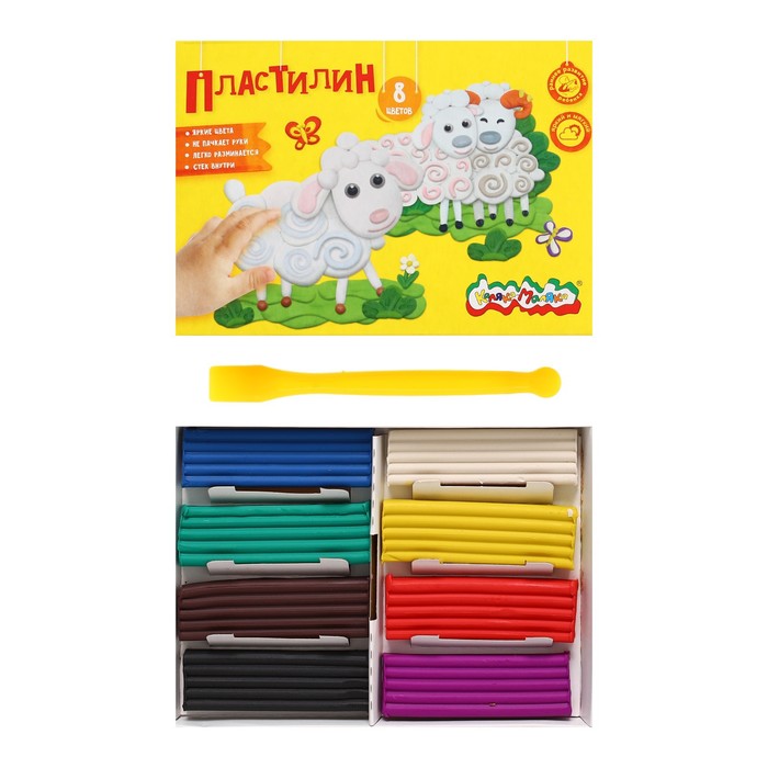 Пластилин 8 цветов 120г "Каляка-Маляка", со стеком