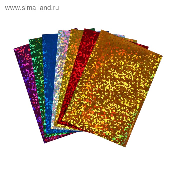 фото Фольга цветная голографическая а4, 7 листов, 7 цветов "каляка-маляка"