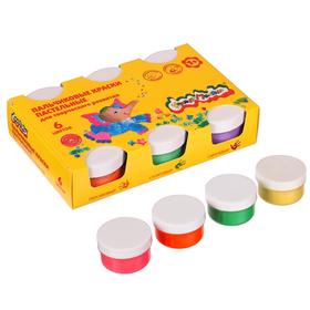 Краски пальчиковые пастельные, набор 6 цветов х 60 мл, «Каляка-Маляка», для малышей от Сима-ленд