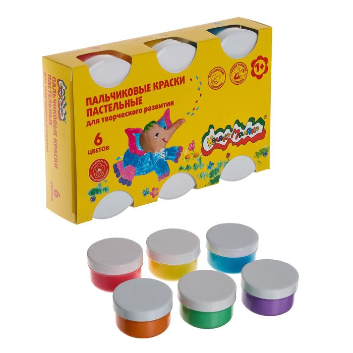 Краски пальчиковые пастельные, набор 6 цветов х 60 мл, «Каляка-Маляка», для малышей