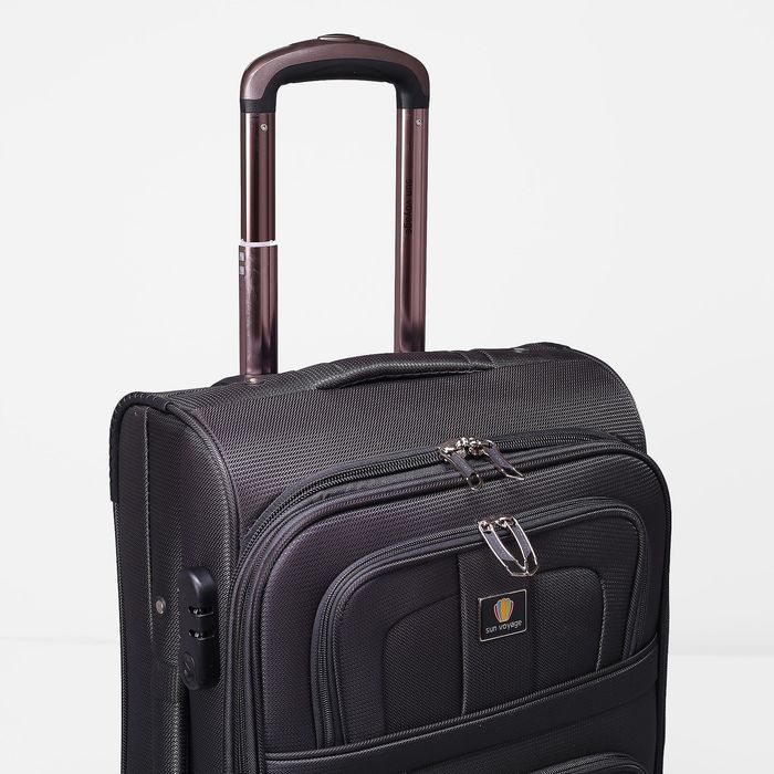 Чемодан малый на молнии, 1 отдел, 44 л, 2 наружных кармана, 4 колеса, кодовый замок, цвет тёмно-серый