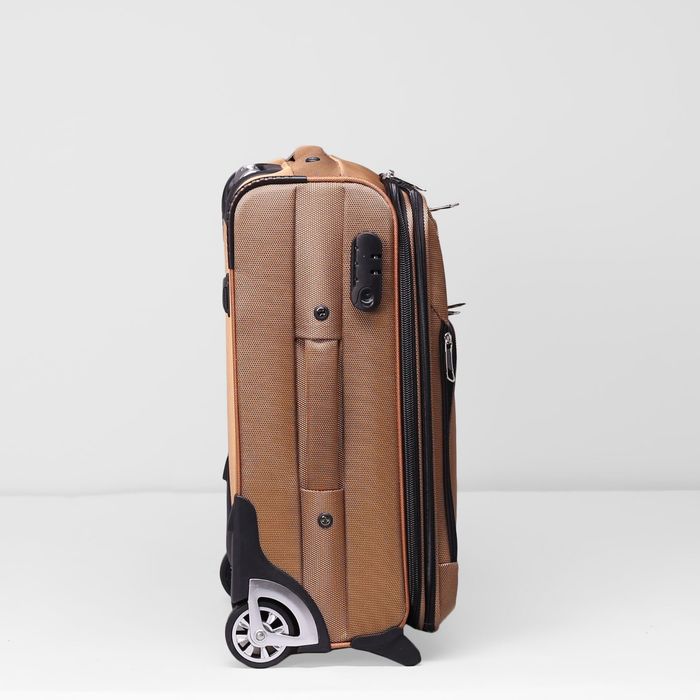Чемодан на молнии, малый, 20", 44 л, 1 отдел, 2 наружных кармана, 2 колеса, цвет бежевый