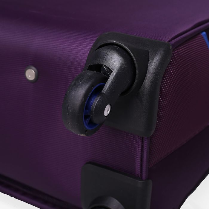 Чемодан малый на молнии, 1 отдел, 44 л, 2 наружных кармана, 4 колеса, кодовый замок, цвет фиолетовый